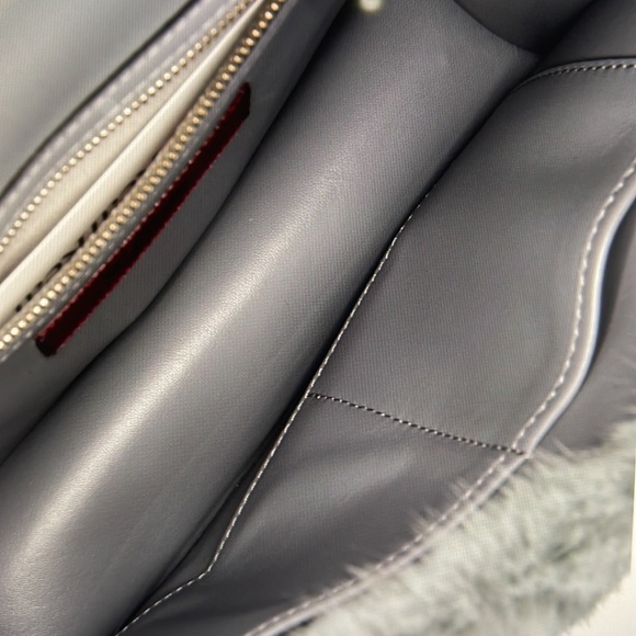 Valentino mink shoulder bag. Blue-green fur with gold tone hardware like nee - Picture 4 of 5